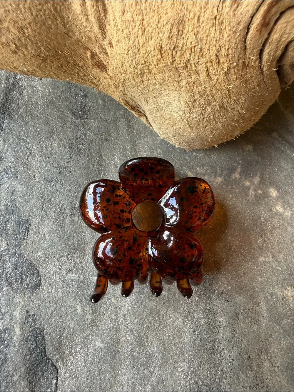 New🌟Anthropologie-Bloom Flower Claw Clip-Brown